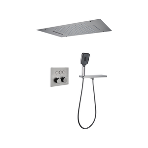 <span class=keywords><strong>Kit</strong></span> de <span class=keywords><strong>Ducha</strong></span> <span class=keywords><strong>Empotrado</strong></span> de Latón Cromado de Alta Gama con Doble Manija y Cabezal de <span class=keywords><strong>Ducha</strong></span> Rectangular - Product Image 1