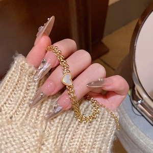 Women Stainless Steel <b>Bracelet</b> Set Gold Tone Adjustable Chain Heart <b>Crystal</b> Minimalist Jewelry for Women - Product Image 6