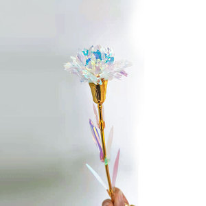 L06816 Cadeau pour la fête des mères Fleurs artificielles Or 24k Œillet artificiel doré 24k Or - Product Image 6