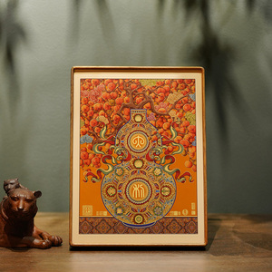 Pintura de Bendiciones de Calabaza y Caqui, Estilo Chino, Decoración Auspiciosa para Pared y Escritorio, para Entrada y Oficina, Regalo de Longevidad para Ancianos - Product Image 5