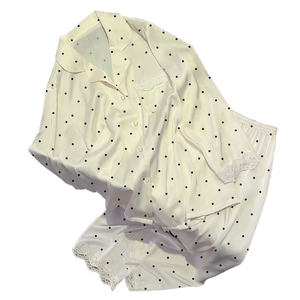 <span class=keywords><strong>Camicia</strong></span> <span class=keywords><strong>da</strong></span> <span class=keywords><strong>Notte</strong></span> in Stile Francese con Pizzo e Imitazione <span class=keywords><strong>Seta</strong></span>: Nuova Collezione Primavera/Autunno, Maniche Lunghe, Semplice Motivo a Pois - Product Image 1