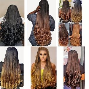 프렌치 컬리 브레이딩 헤어 24인치 프리 스트레치 프렌치 컬 고온 섬유 헤어 익스텐션 여성용 - Product Image 6