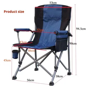 Grande <span class=keywords><strong>chaise</strong></span> de directeur <span class=keywords><strong>pliable</strong></span> extérieure avec accoudoirs confortables de dossier <span class=keywords><strong>Chaise</strong></span> de pêche de jardin de <span class=keywords><strong>camping</strong></span> de voiture de plage en métal portable - Product Image 1