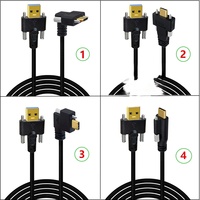 Câble de données pour caméra industrielle en cuivre pur, blindé, avec double verrouillage par vis, USB 3.1 Type-C à 90 degrés, plaqué or