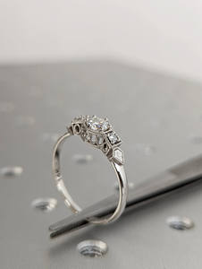 Vintage Art Deco <b>Silver</b> Diamond <b>Ring</b> Handmade Engagement Anniversary & Promise <b>Wedding</b> Band <b>for</b> <b>Women</b> - Product Image 4