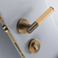 Koppalive Ensemble de poignées de porte en laiton antique et cuir, style moderne et luxueux, pour chambre et salle de bain, avec poignée factice pour porte double en bois