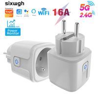 Prise intelligente SIXWGH Tuya FR 16A avec adaptateur WIFI 2.4G / 5G 6, contrôle de la consommation électrique, prise intelligente compatible avec Google Home Alexa