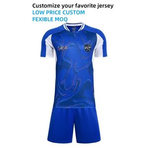 Voetbalshirtset voor heren, maat 25-26, 100% polyester, opstaande kraag, bedrukt met spelersnaam, trainingsuniform - Product Image 2