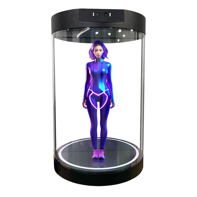AI Digital Human Holographic Showcase Voice Interactive 3D Hologram Cabinet Transparent LCD Display for Museum Exhibition Hall
