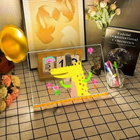 Tableau de Messages Lumineux en Acrylique LED avec Stylo/Support 7 Couleurs Effaçable Bloc-notes Lumineux Notes de Bureau