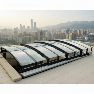 Pérgola de Patio Residencial para Villa con Techo Triangular Retráctil de Aluminio para Exteriores, Diseño Moderno, con Soporte y <span class=keywords><strong>Cerramiento</strong></span>, a <span class=keywords><strong>Precio</strong></span> Económico - Product Image 1