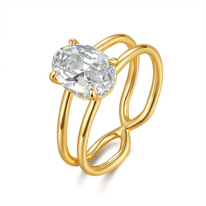 S925 Sterling Silver Double Twist Band <b>Oval</b> <b>Moissanite</b> <b>Ring</b> 2026 Hot Sale Niche Luxury Stackable <b>Engagement</b> Finger <b>Ring</b> - Product Image 1