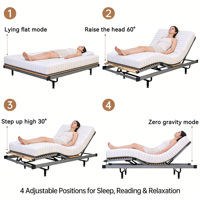 Cadre de lit en métal intelligent multifonction ultra-silencieux réglable avec relevage de la tête/du pied Chambre Hôtel Villa Appartement Certifié CE 3 ans