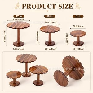 Estante de madera para postres, soporte giratorio para exhibición de pasteles, para fiestas, cumpleaños, almacenamiento de aperitivos, redondo, multicapa, 1 unidad - Product Image 3