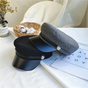 Chapeau unisexe tendance printemps-automne, casquette de marin noire, béret pour femme, casquette plate de capitaine, chapeau octogonal de voyage pour cadet - Product Image 3