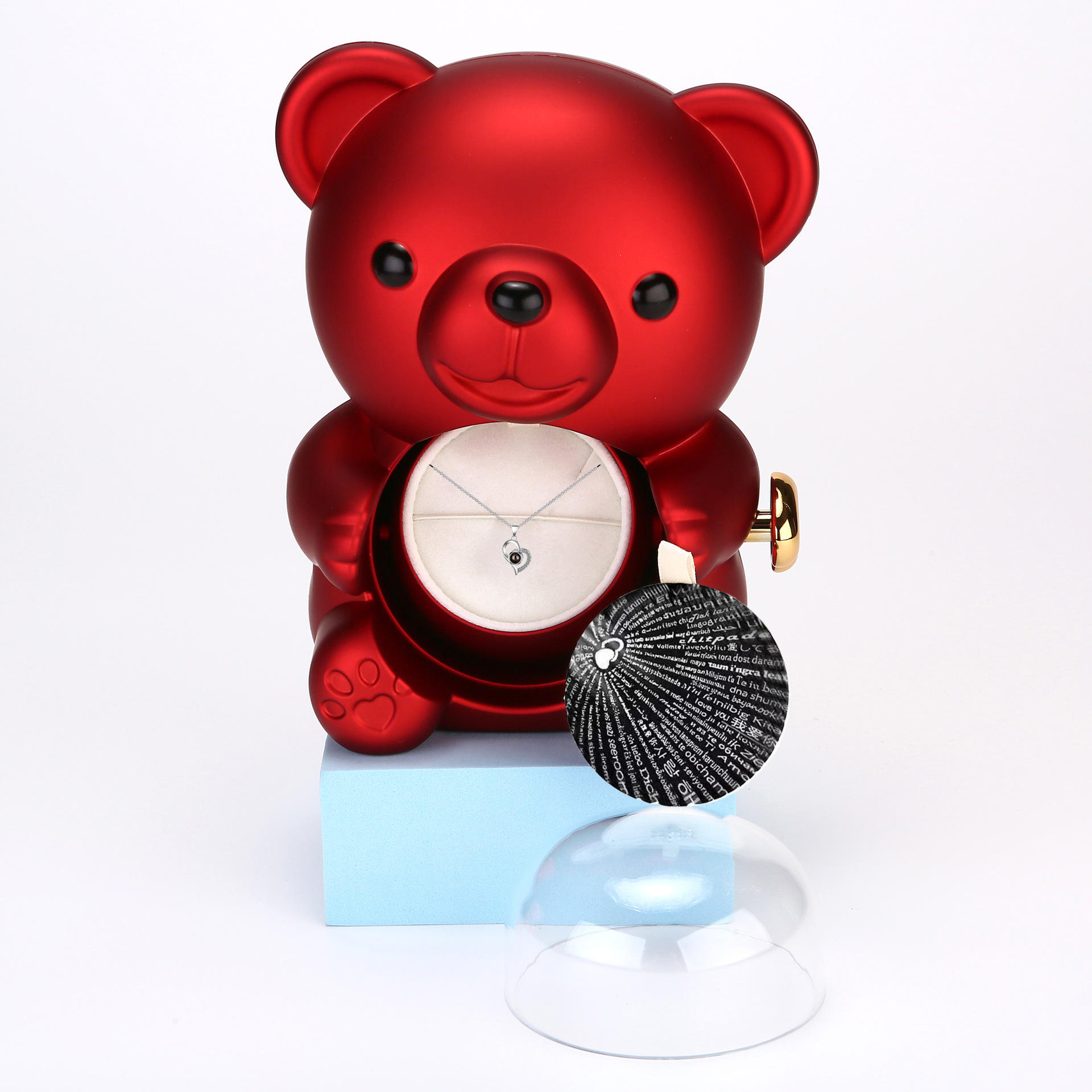 Necklace (Silver) + Red Hug Bear Box