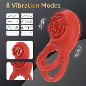 Anneau pénien vibrant coloré de taille moyenne avec stimulateur clitoridien Rose, 8 vibrations, jouet sexuel pour hommes, modèle - Product Image 3