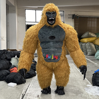 Costume de Mascotte Gonflable Gorille Rouge, Tenue de Personnage Pelucheux King Kong pour Halloween, Carnaval, Fête à Thème, Défilé