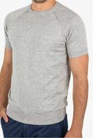 T-shirts en coton et soie tricotés à manches courtes pour hommes, col rond, été