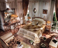 Lit rond en bois massif sculpté de style rococo princesse française, style vintage romantique, lit queen size, meubles de chambre à coucher