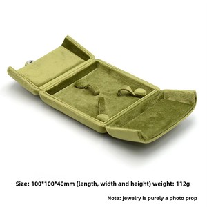 Scatola Portatile di Lusso per Gioielli da Matrimonio, Custodia per Conservazione, Confezione Regalo in Velluto Verde - Product Image 5