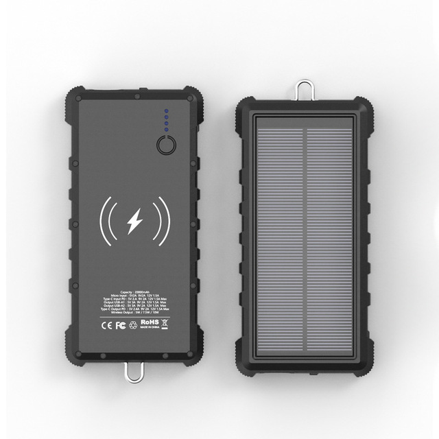 High-Capacity 18W Solar Power Bank Wireless Fast Charging Mobile Power Source for Phones Laptops Outdoor Camping