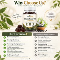Gummies véganes à l'huile de nigelle de marque privée pour le soutien immunitaire, la santé intestinale, la peau et les cheveux, sans OGM, supplément à base de plantes, vente en gros OEM