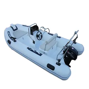 Barco de borda inflável rígida fibra de vidro, hull de 3.90m de comprimento, barco à venda com motor externo de 25hp