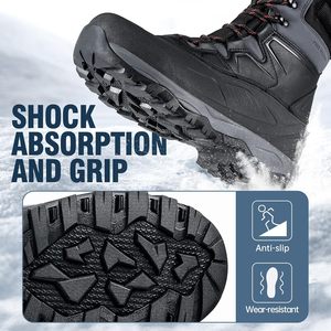 FOXA Snow Boots Men Winter Waterproof Fleece Lined Hiking Work Boots Round Toe Synthetic Upper Rubber Outsole - Product Image 5