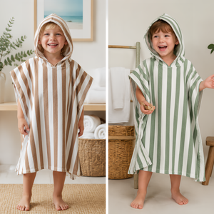 Serviette <span class=keywords><strong>de</strong></span> bain à capuche pour enfants 100% coton personnalisée, <span class=keywords><strong>peignoir</strong></span> rayé pour bébé, poncho <span class=keywords><strong>de</strong></span> bain, cape <span class=keywords><strong>de</strong></span> <span class=keywords><strong>plage</strong></span> douce pour les tout-petits garçons et filles - Product Image 1