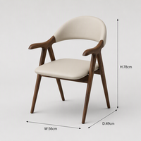 Chaise de salle à manger moderne en bois massif, durable, avec panneau en bois et revêtement en cuir, personnalisable, élégante pour la maison, l'hôtel, l'appartement