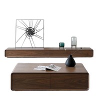 Mueble de TV Moderno de Madera Sólida, Diseño Nórdico Minimalista Vintage, Color Nogal, para Apartamentos Pequeños, Sala de Estar, Compatible con Televisores