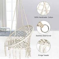 Hamac en macramé, balançoire avec corde en coton, blanc, Kits de suspension, pour Patio intérieur, véranda, jardin de lecture, loisirs
