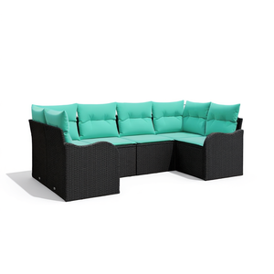 Black Synthetic Poly Rattan Garden <b>Sofa</b> <b>Set</b> With Cushions Outdoor Furniture Contemporary Style - Product Image 1