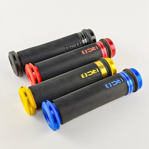 Puños de manillar para motocicleta Qiangye, negros con tapas de extremo en rojo, azul y dorado, para motocicletas todoterreno y vehículos eléctricos. - Product Image 1