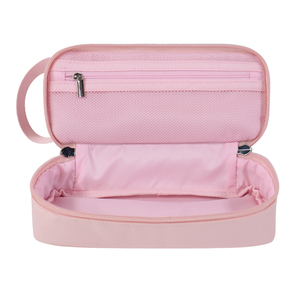 Trousse à crayons personnalisée à carreaux avec base rose et patch souriant |   Sac de papeterie multifonctionnel pour l'école et le bureau - Product Image 5