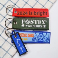 Porte-clés promotionnel en polyester brodé double face avec logo de marque, fabriqué en Chine, directement de l'usine
