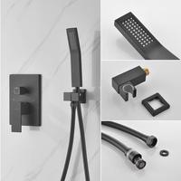Robinetterie de douche murale thermostatique en laiton noir mat de qualité supérieure, à effet pluie, haute pression, économie d'eau
