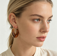 Boucles d'oreilles créoles tendance en acier inoxydable et résine pour femme, style occidental géométrique simple, cadeau bijoux