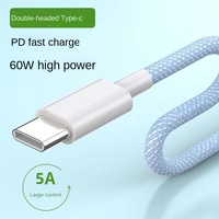 Cable de Datos USB-C a USB-C de Carga Rápida de 60W con Revestimiento de Nailon para Computadoras Portátiles, Computadoras y Dispositivos Inteligentes, Superventas