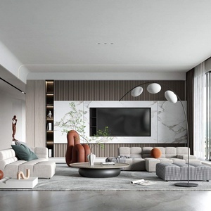Custom Modern Wall-Mounted <b>TV</b> <b>Stand</b> with Glass Cabinet <b>LED</b> Lighting | Eco-Friendly Wooden Materials | Living Room Home Use - Product Image 2