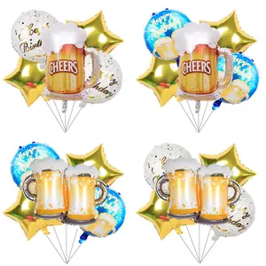 Hete Verkoop Goud Dubbel Bier Mok Juichingen Folie Ballonnen Set Voor Zomer Thema Jongen Happy Birthday Party Decoraties Bierglazen Ballon