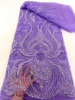 NI.AI Fleur Perlée Paillettes Conception Dentelle Tissu Africain Embroid Tissu Perlé Dentelle Tissu