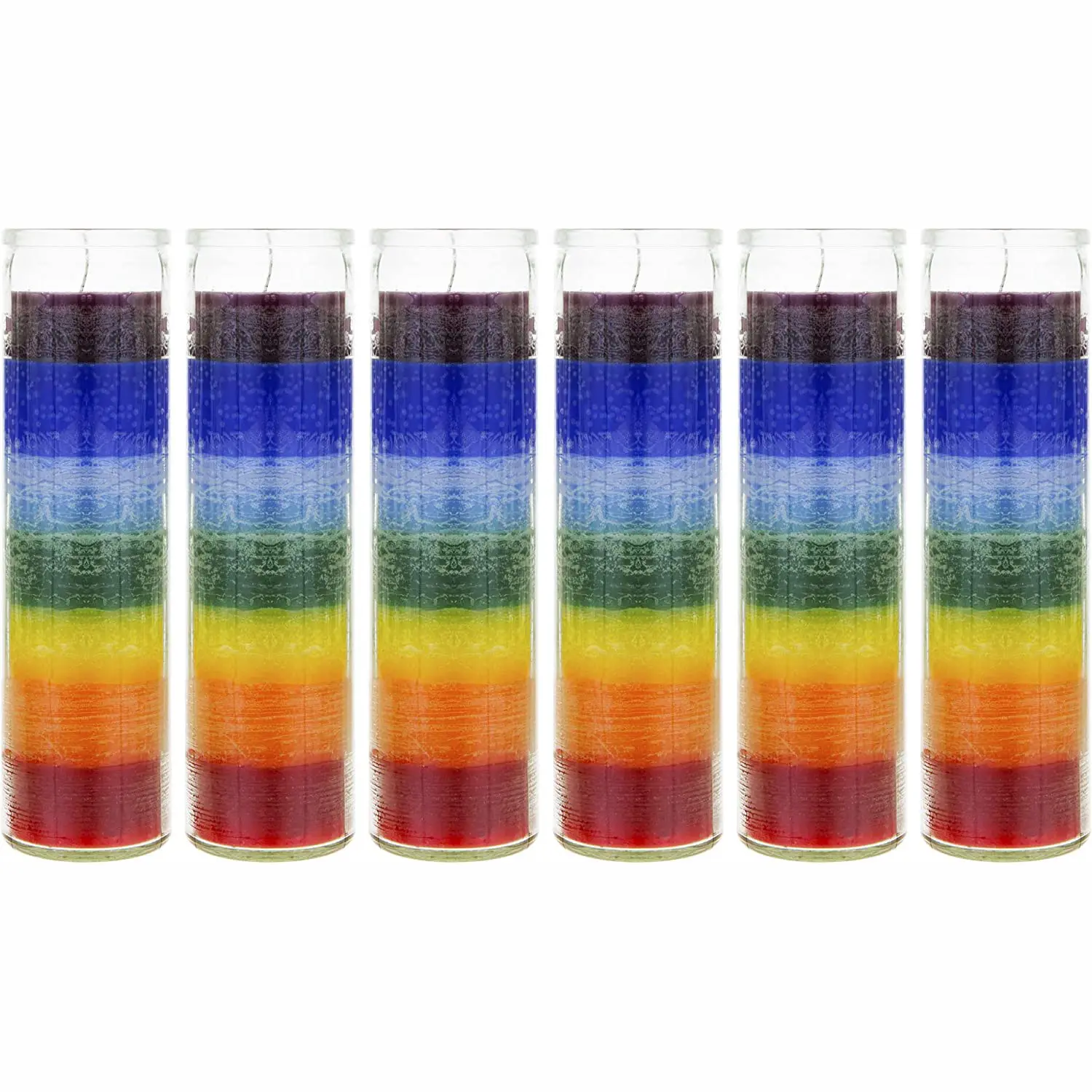 High Quality Customized 7 Day 7 Layers Church Blessing Ceremony Rainbow Spiritual Chakra Religious Glass Candle