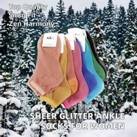 Chaussettes courtes scintillantes transparentes en soie pour femmes, motif dessin animé tricoté, pour usage quotidien, collection printemps