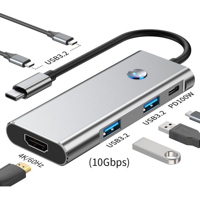 Wholesale 8/7/5 in 1 10Gbps USB C Docking Station Adapter Type c Hub Support HDMI 4k60hz 100w(PD) USB Ports One/off Key for iPad