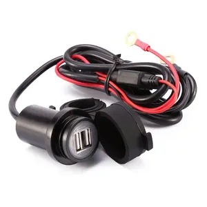 Fuente de alimentación USB Dual para teléfono móvil, cargador de enchufe para manillar de 7/8-1 "UTV ATV, GPS, a prueba de agua, para motocicleta