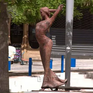 BLVE decorazione per esterni arte moderna a grandezza naturale giardino Sexy donna signora scultura bronzo giovane donna statua danzante
