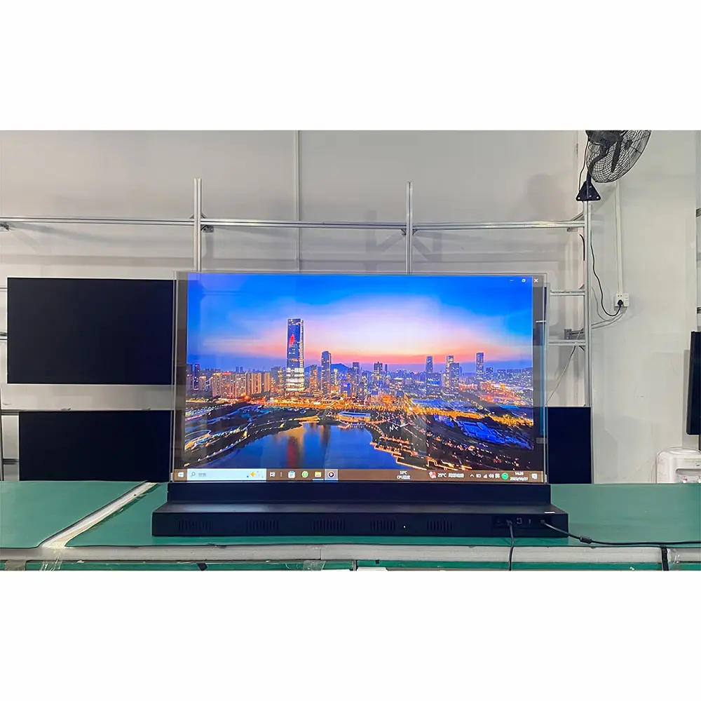 30-inch wall-mount OLED display transparan display transparan di ruang pamer toko