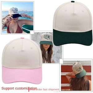 Toptan Yüksek Kaliteli İki Renkli Sportif Unisex Beyzbol Şapkası Organik 3D İşlemeli Logo Özel 5 Panel Boş Çerçeveli Beyzbol Şapkası - Product Image 2